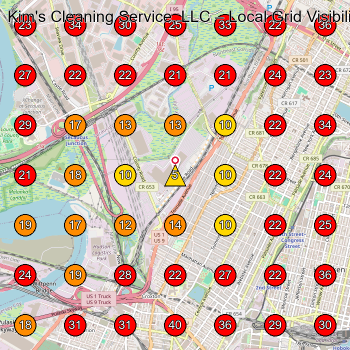 Kim's Cleaning Service, LLC GeoGrid visibility map for Servicio De Limpieza Domã©Stica in Jersey City